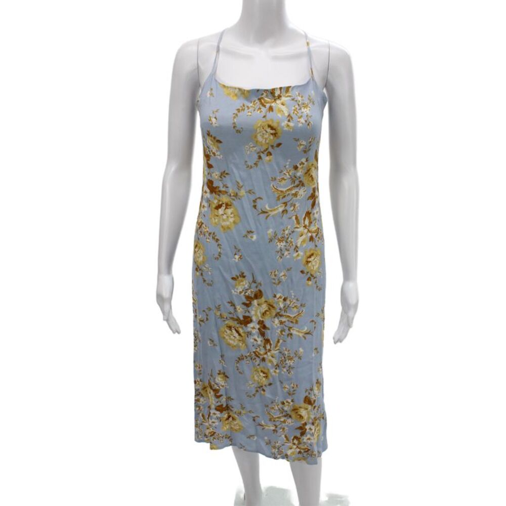 Reformation Women Light Blue Floral Slip Dress Square Neck Sleeveless Size 0